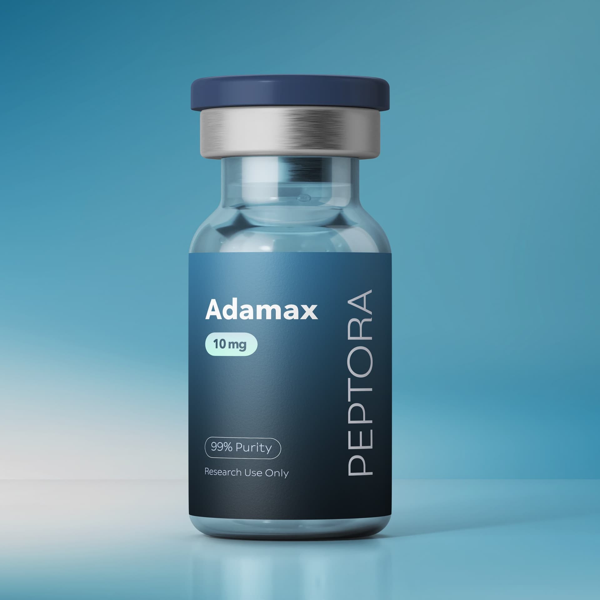 Peptora Adamax research peptide vial — 99%+ purity, third-party tested