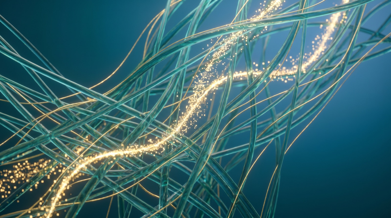 Abstract visualization of BPC-157 and tissue-repair signaling